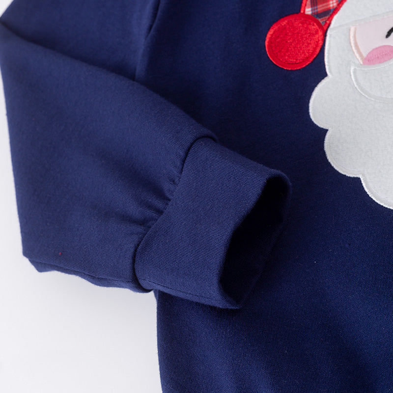 （In Stock）Boys Christmas Santa Claus Applique Cotton Sweatshirt