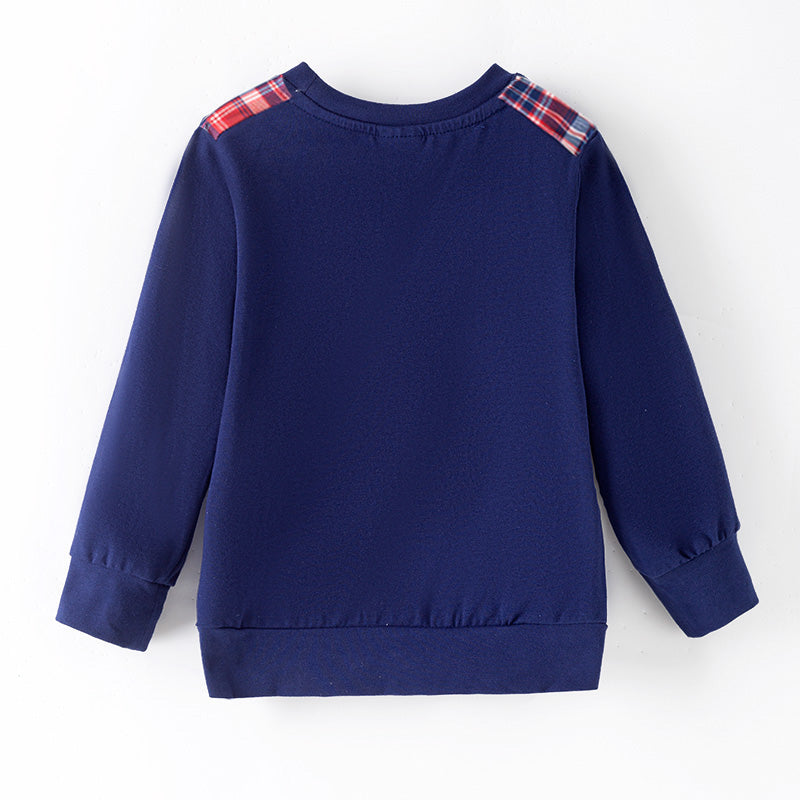 （In Stock）Boys Christmas Santa Claus Applique Cotton Sweatshirt