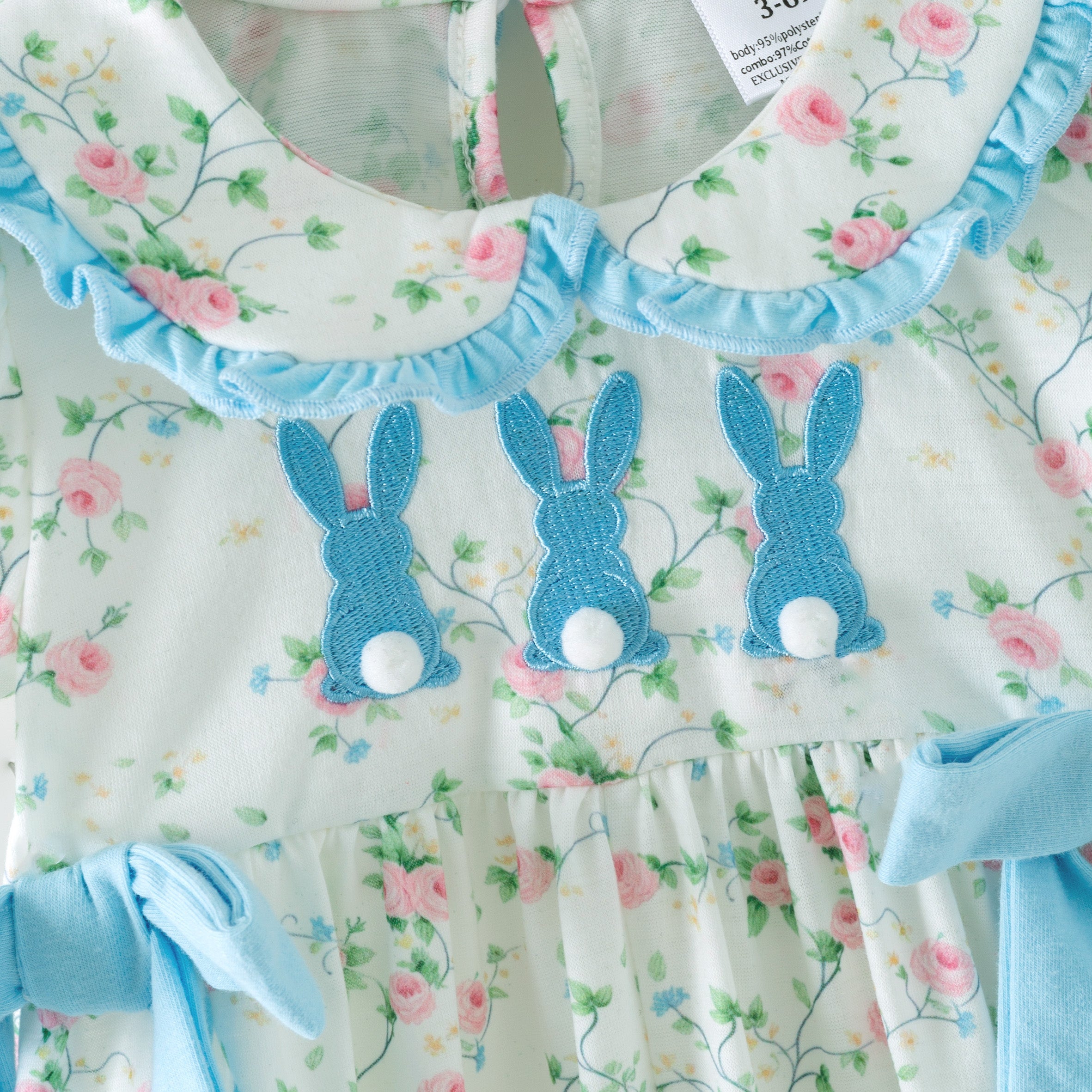 （In Stock）Siblings Easter Bunny Applique Dress,Top&Romper