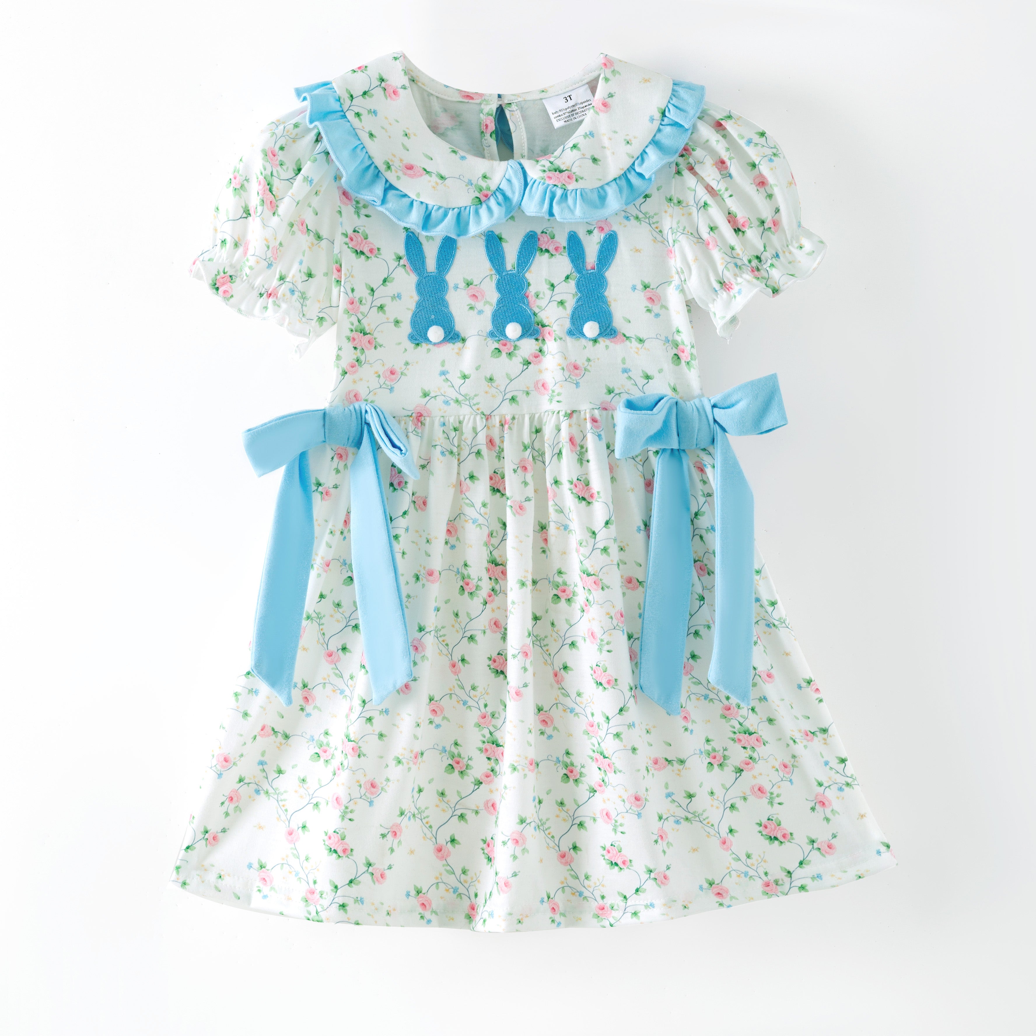 （In Stock）Siblings Easter Bunny Applique Dress,Top&Romper