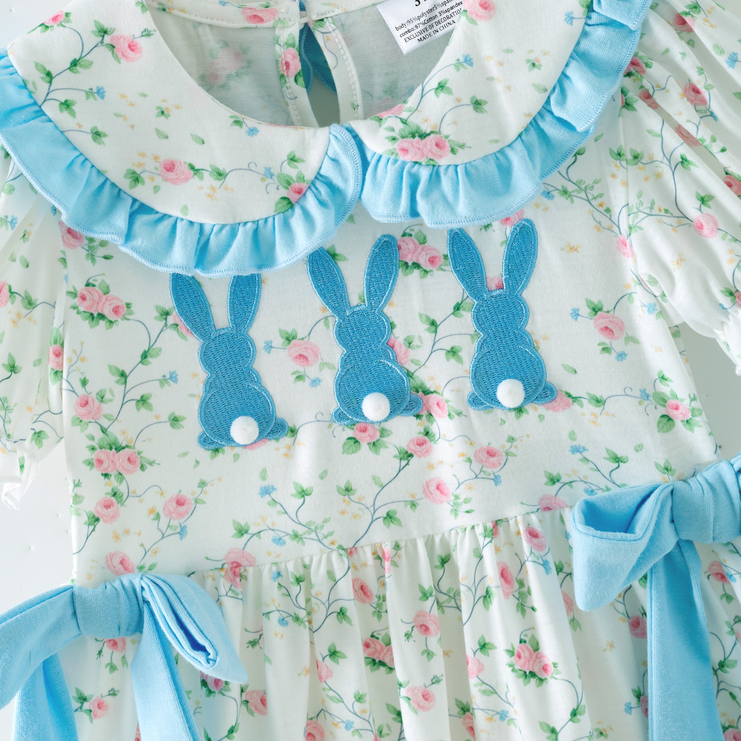 （In Stock）Siblings Easter Bunny Applique Dress,Top&Romper