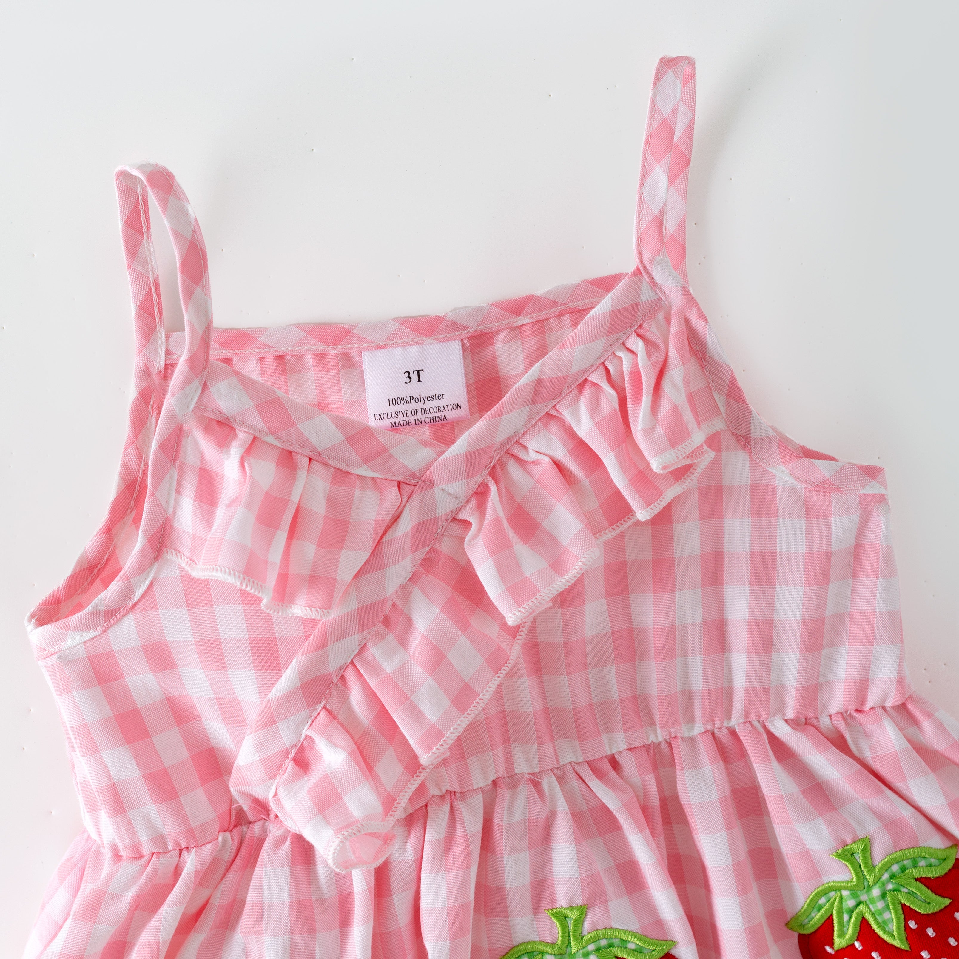 （In Stock）Girls Spring&Summer Strawberry Applique Denim Skort Set