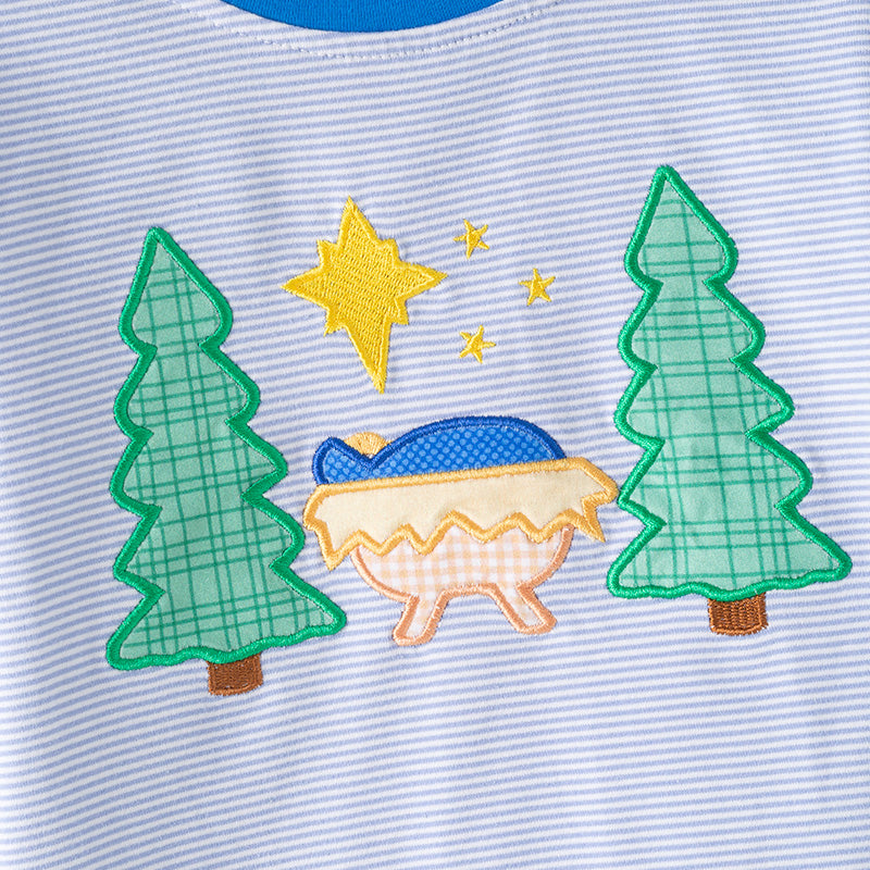 （In Stock）Boys Christmas Applique Cotton Pajamas