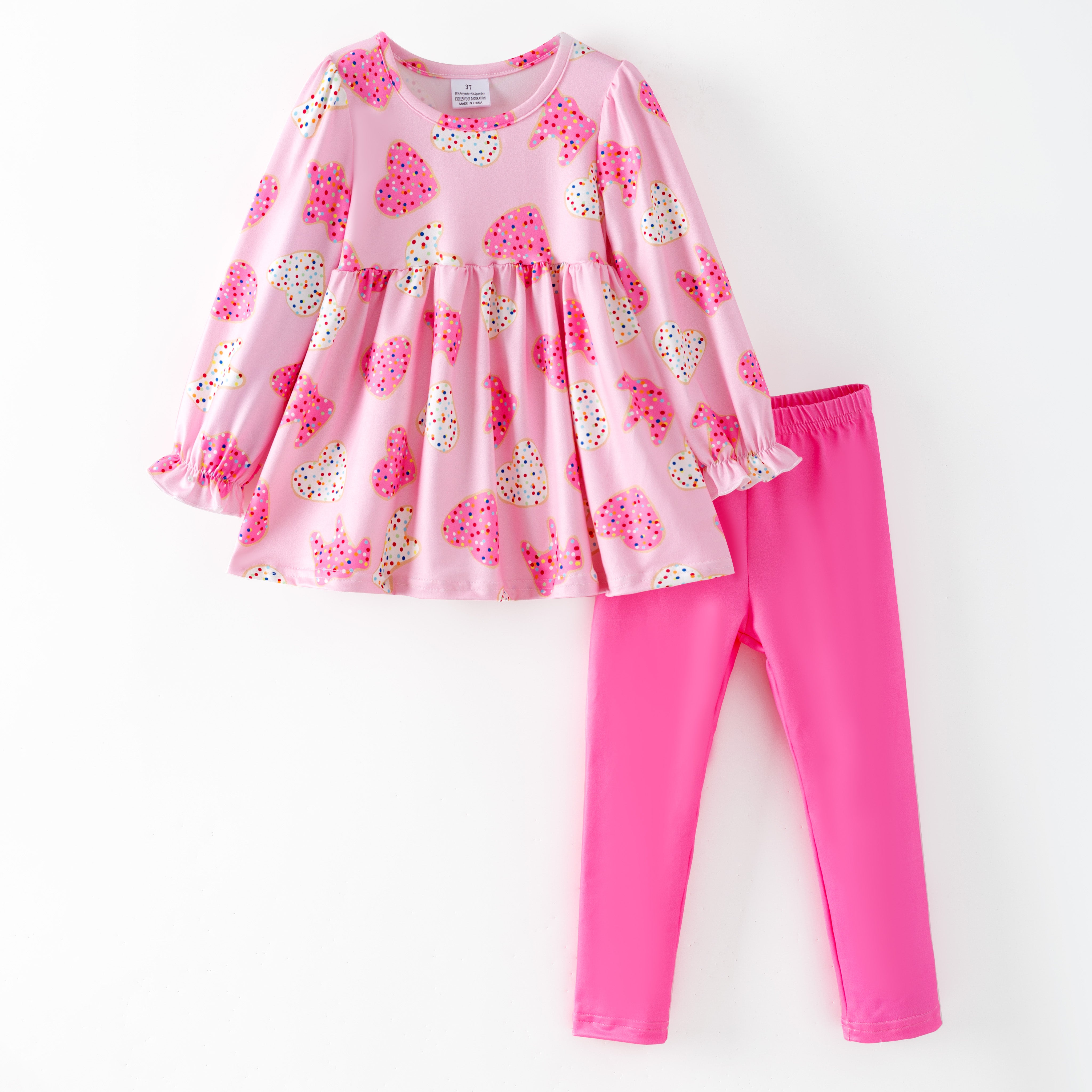 （Pre Order,Prepack Zone）Girls Valentine's Day Print Outfit Set（Mix Size）