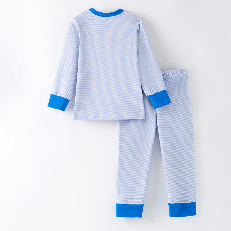 （In Stock）Boys Christmas Applique Cotton Pajamas