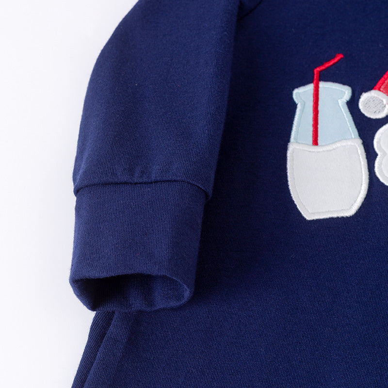 （In Stock）Toddler Boys Christmas Santa Claus Applique Cotton Romper