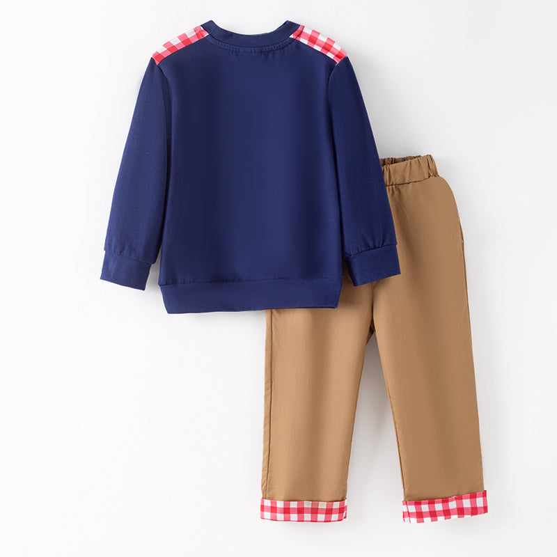 （In Stock）Boys Christmas Santa Claus Applique Outfit Set