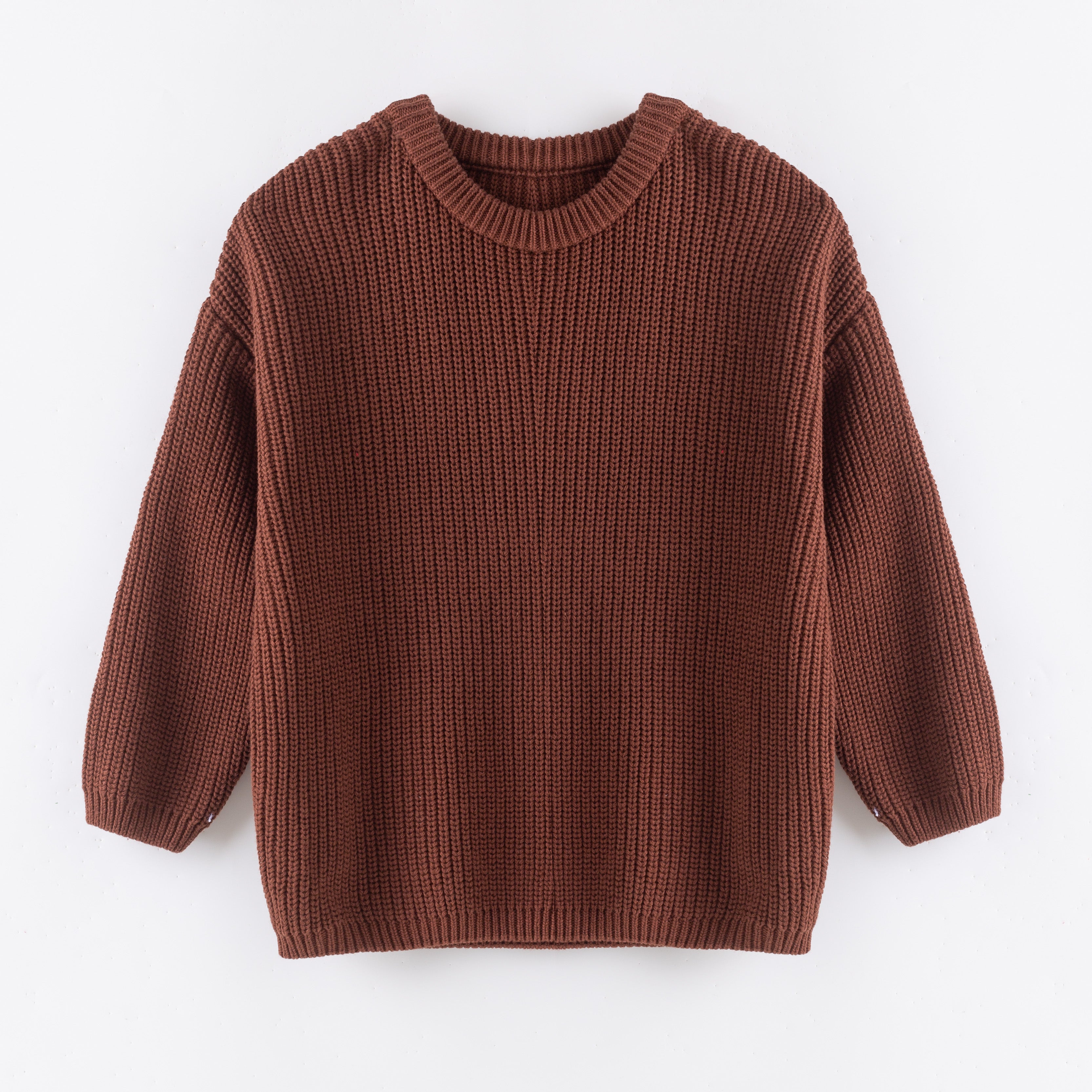 （In Stock+Pre Order）Girls Fall&Winter Brown Solid Color Custom Embroidery Sweater