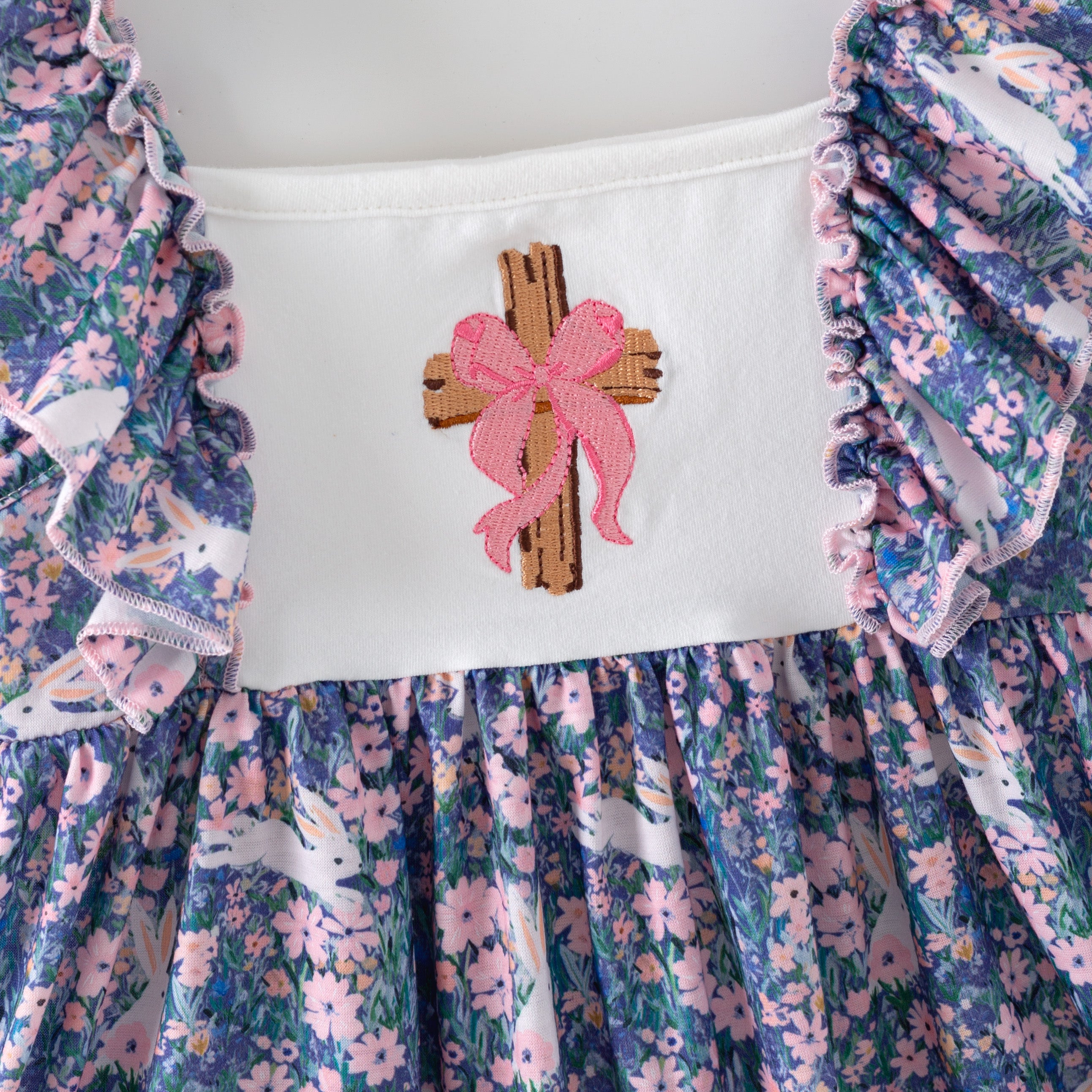 （In Stock）Girls Easter Cross Embroidery Dress,Set&Romper