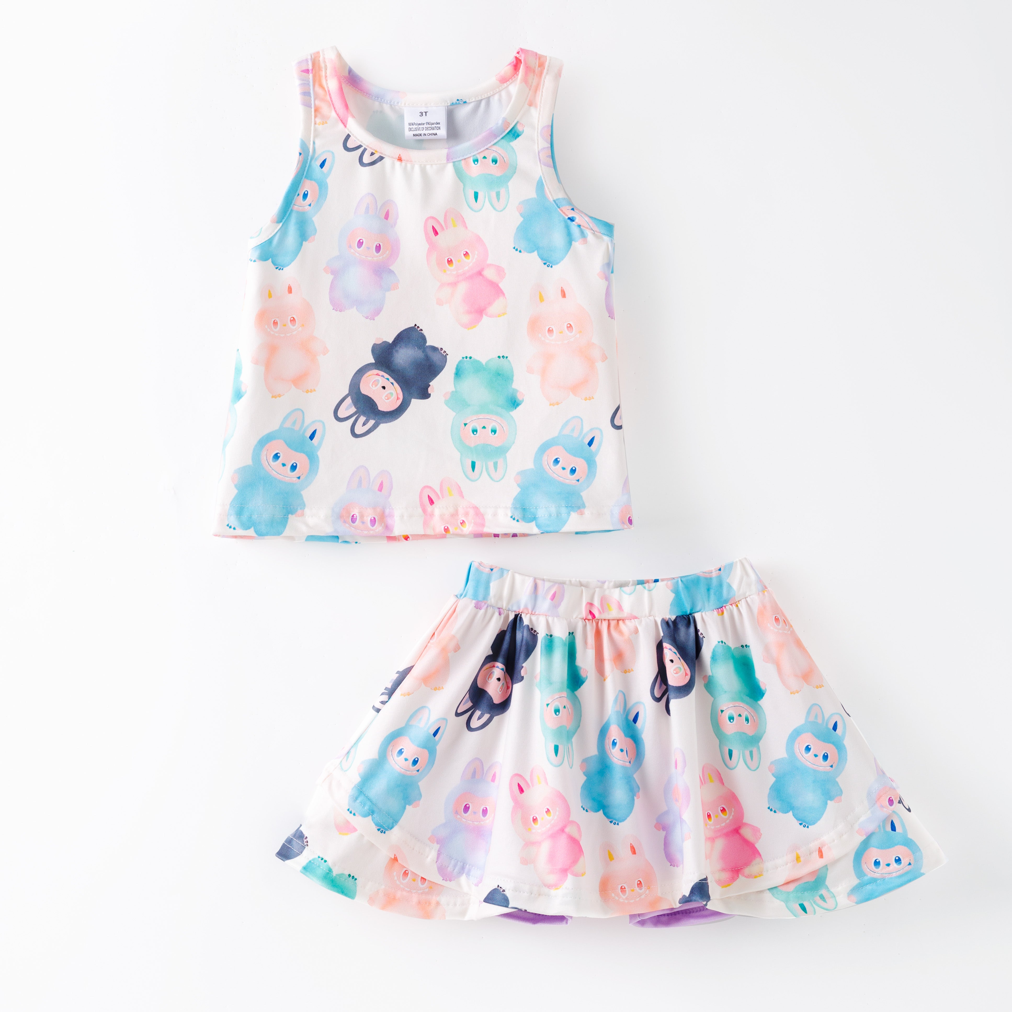 （Pre Order）Girls Summer Cartoon Print Dress&Set