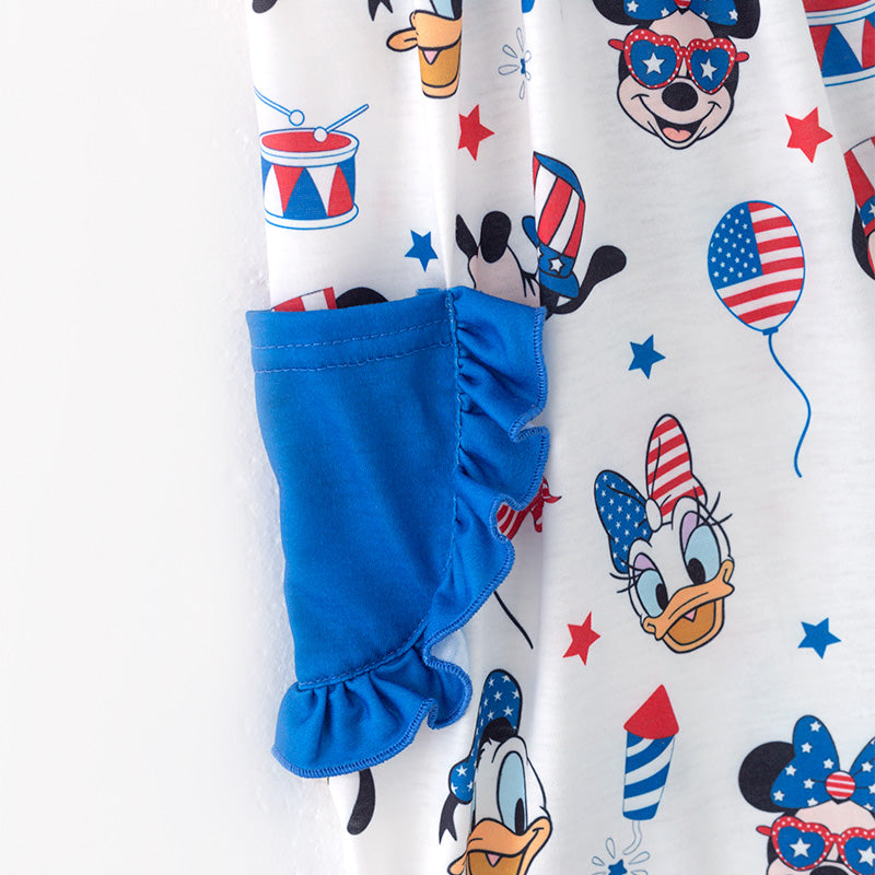 （In Stock）Girls Patriotic Cartoon Embroidery Dress