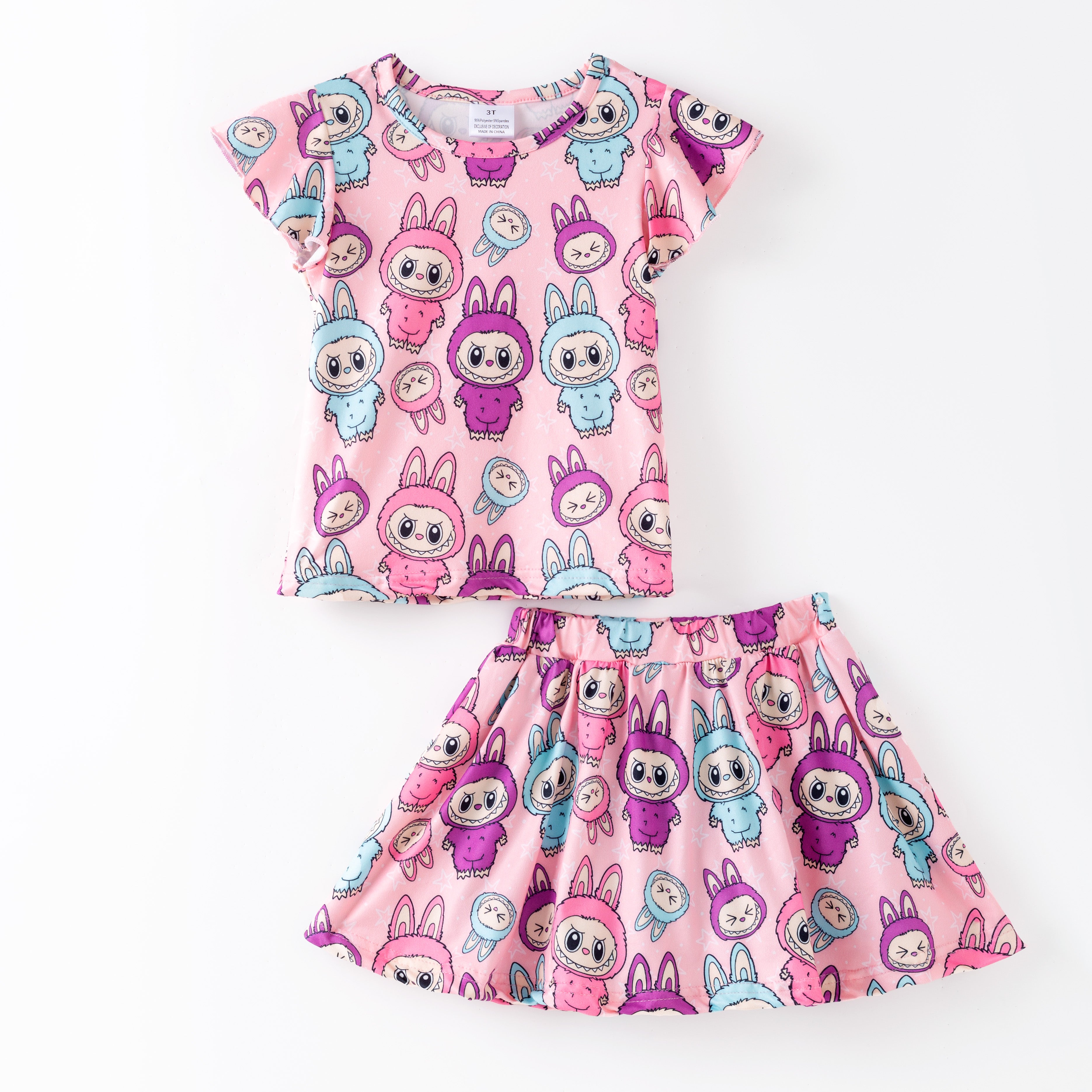 （Pre Order）Girls Summer Cartoon Print Dress&Set