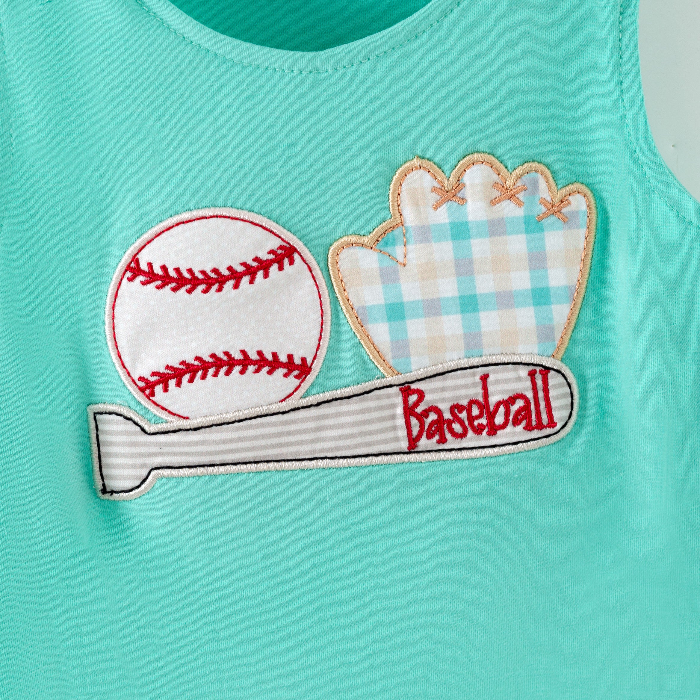 （In Stock）Siblings Spring&Summer Baseball Applique Shorts Set&Romper