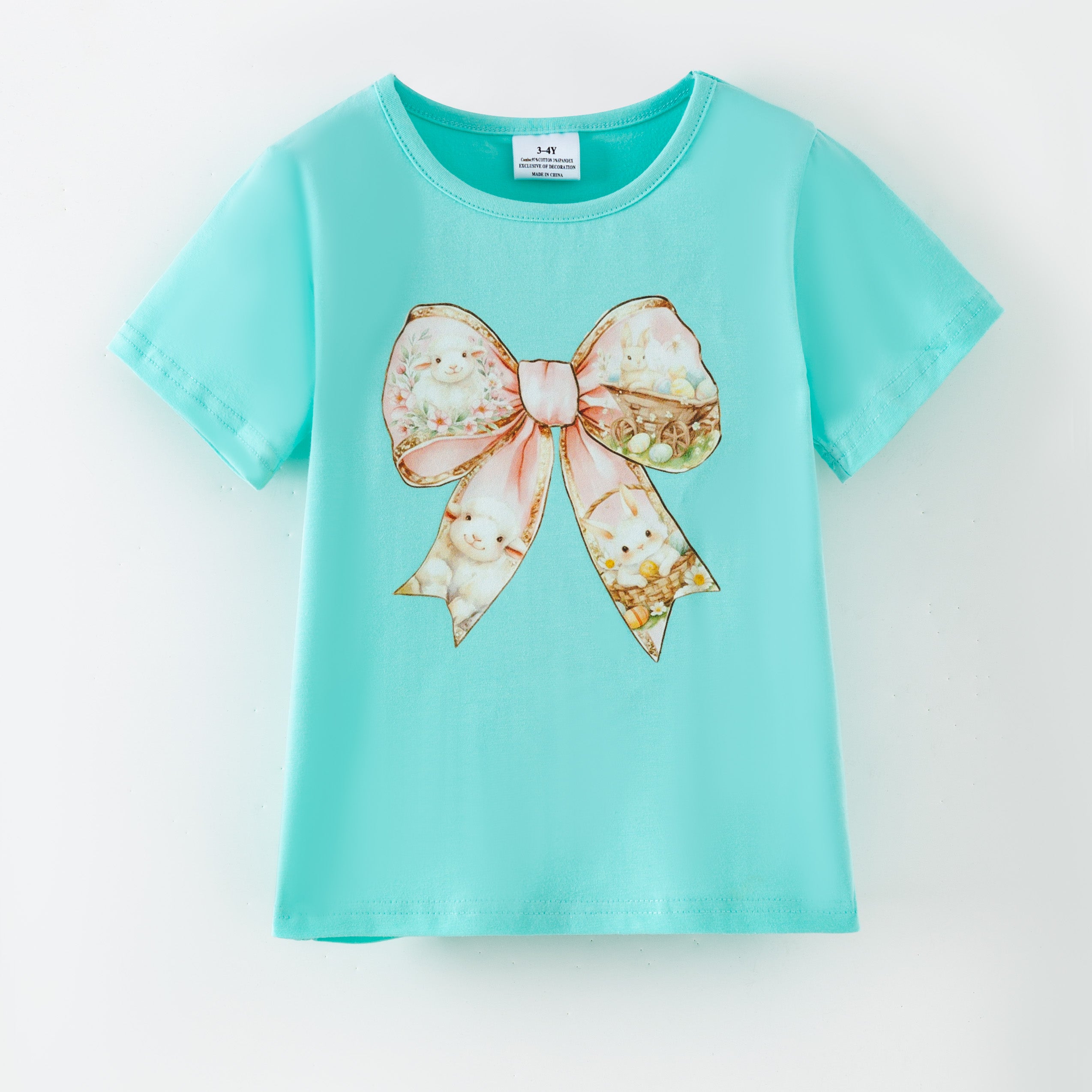 （Pre Order,Prepack Zone）Girls Spring&Summer Bow Print Top（Mix Size）