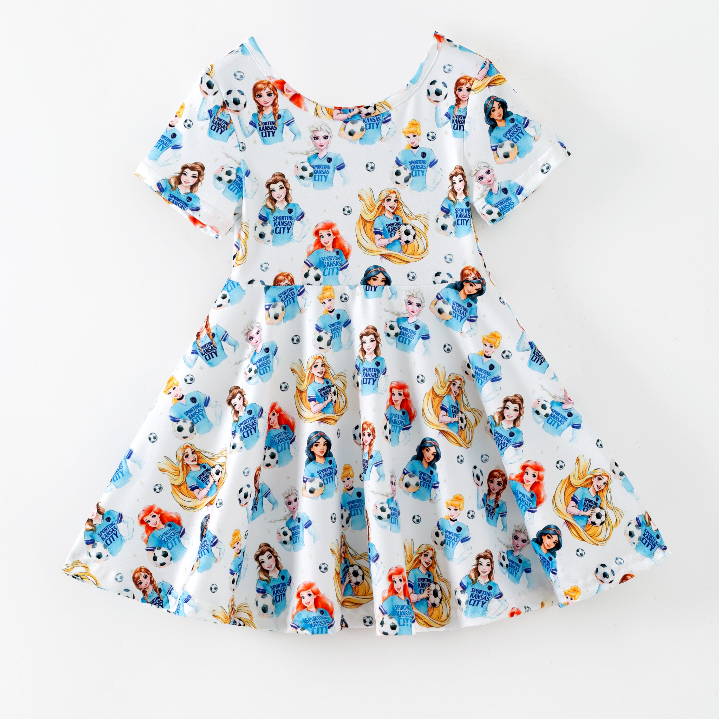 （Pre Order,Prepack Zone）Girls Football Princess Print Dress（Mix Size）