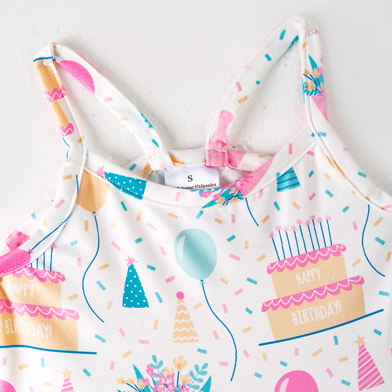 Girls Birthday Suspenders Dress