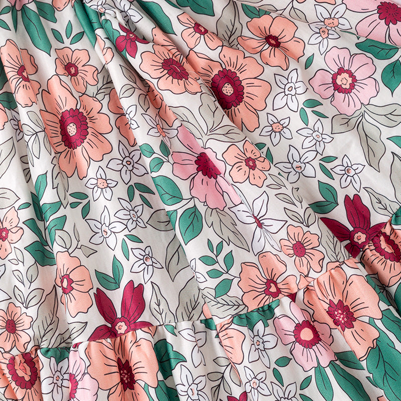 （In Stock）Adults Fall&Winter Floral Print MAXI Dress