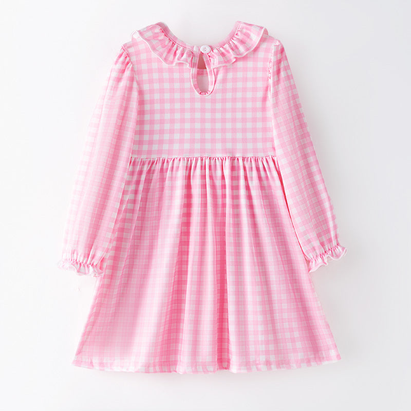 （In Stock）Girls Christmas Cartoon Embroidery Smocked Dress