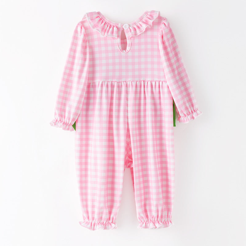 （In Stock）Toddler Girls Christmas Cartoon Embroidery Smocked Romper