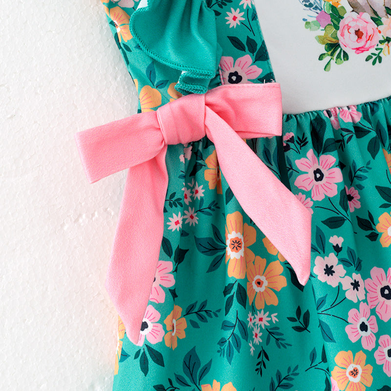 （In Stock）Girls Easter Bunny Print Dress
