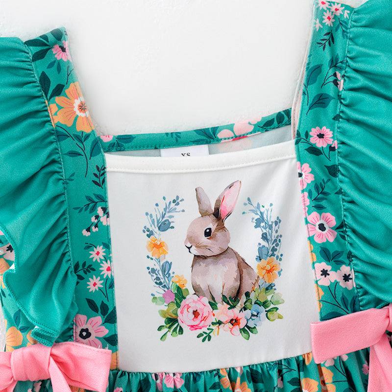 （In Stock）Girls Easter Bunny Print Dress
