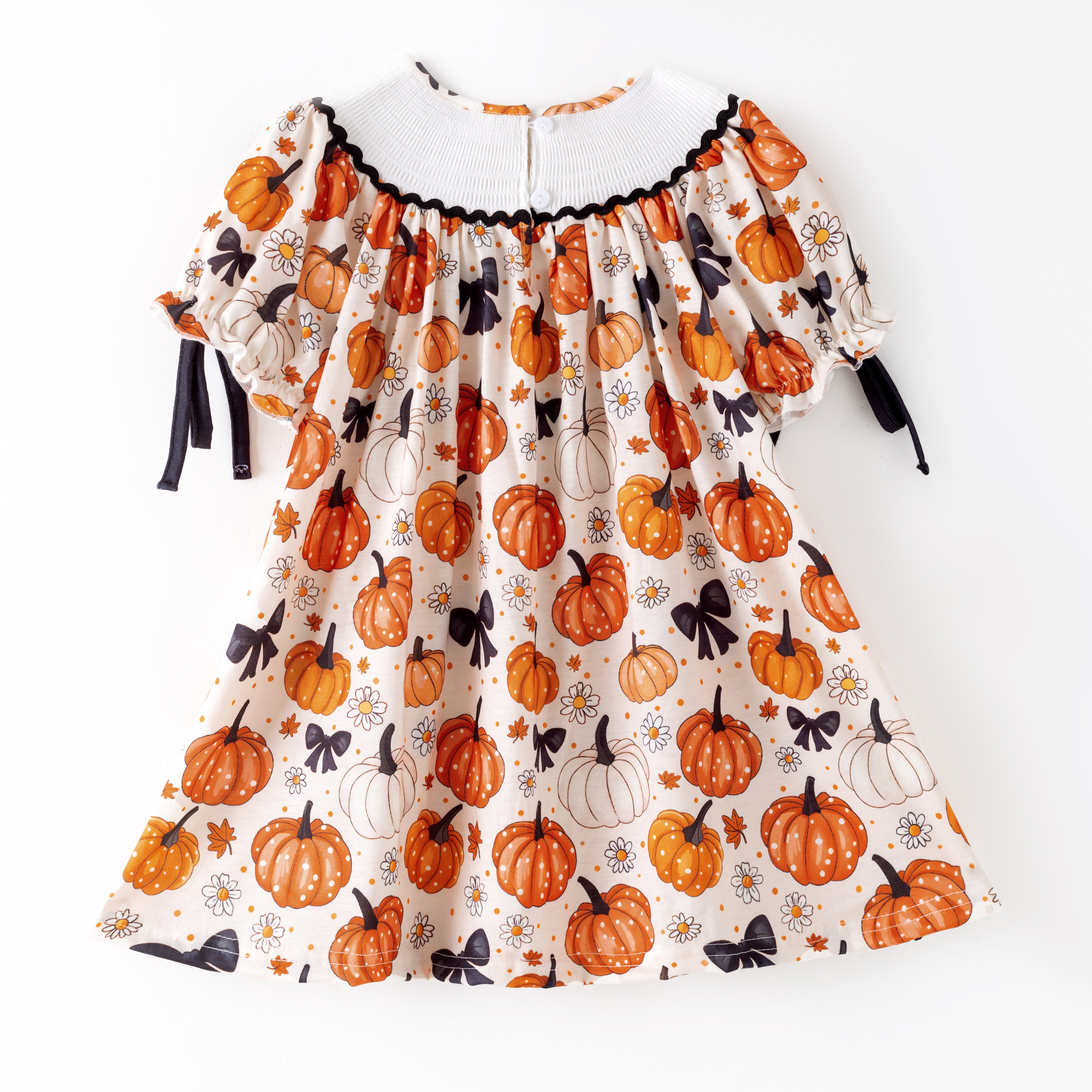 （Pre Order）Girls Halloween Embroidery Smocked Dress＆Romper