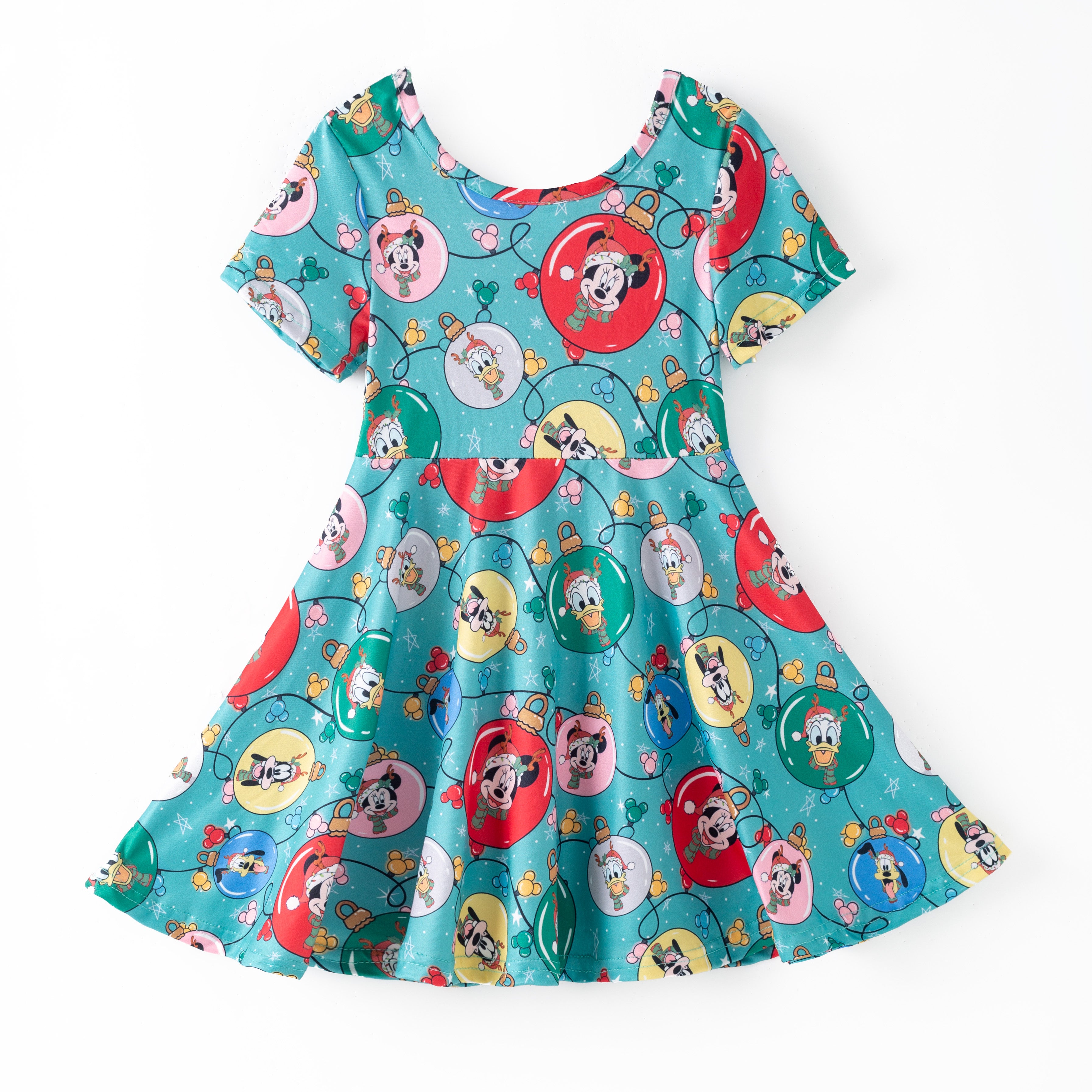 （Pre Order）Girls Christmas Cartoon Print Dress