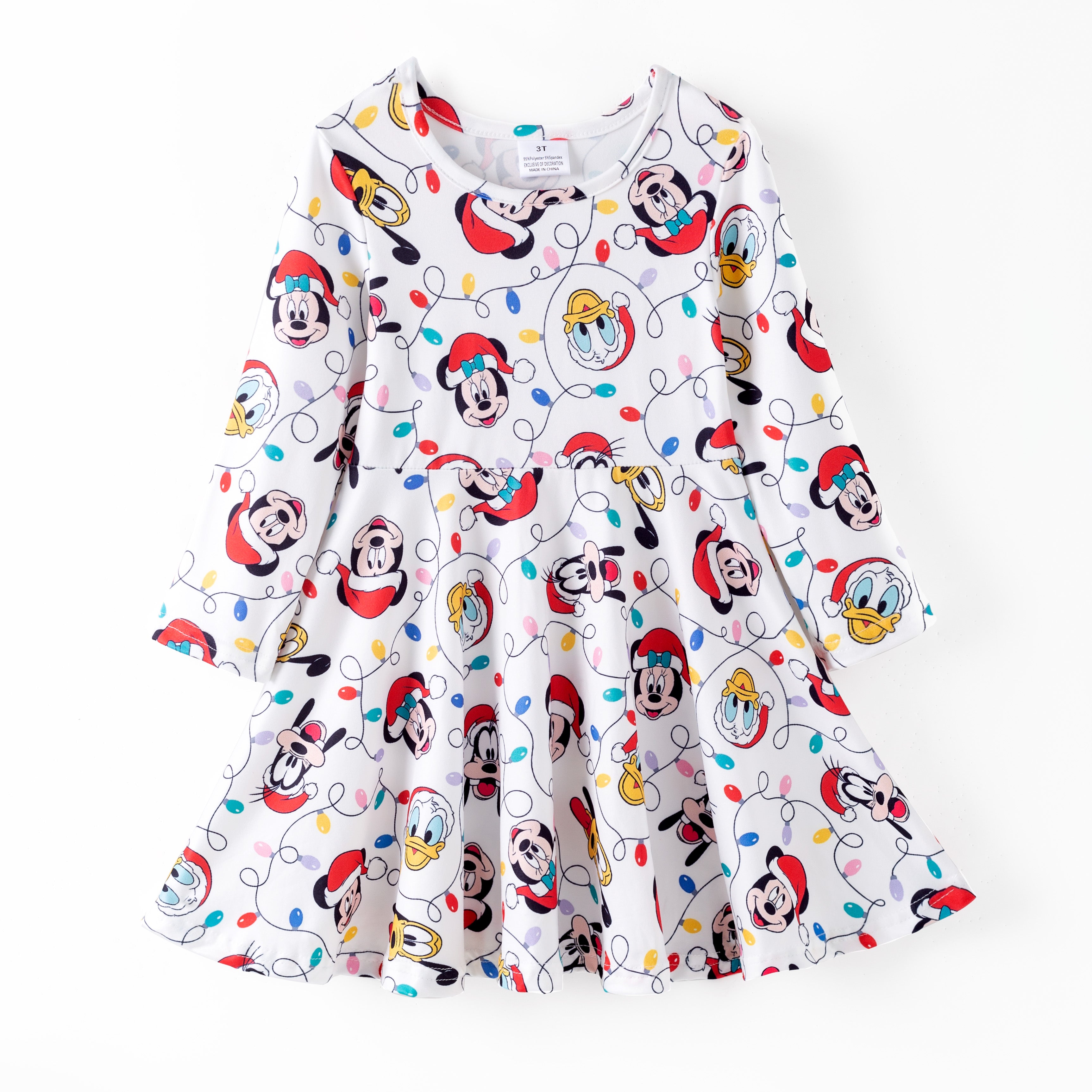 （Pre Order,Prepack Zone）Girls Christmas Cartoon Print Dress&Pajamas