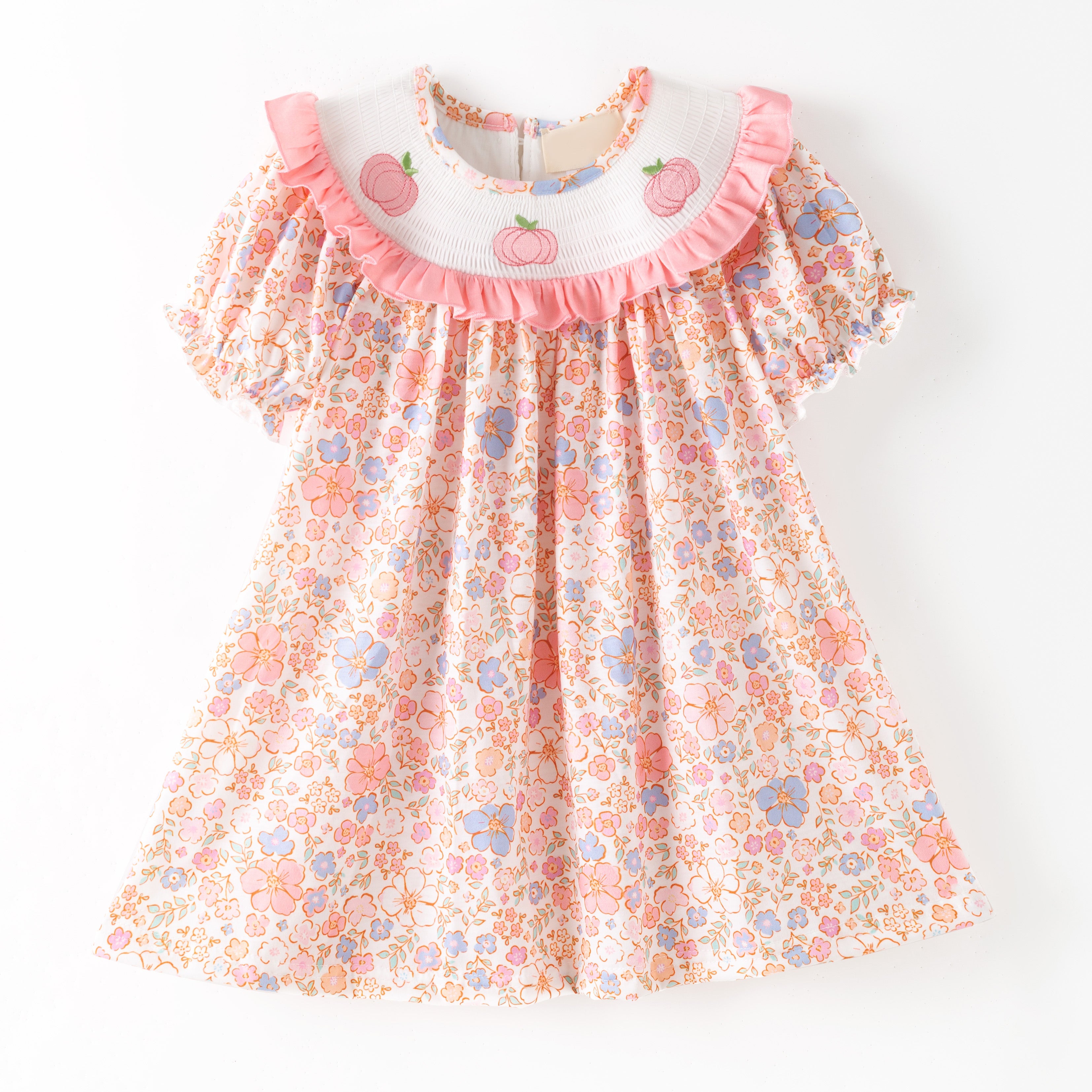 （Pre Order）Sisters Fall Pumpkin Embroidery Smocked Dress＆Romper