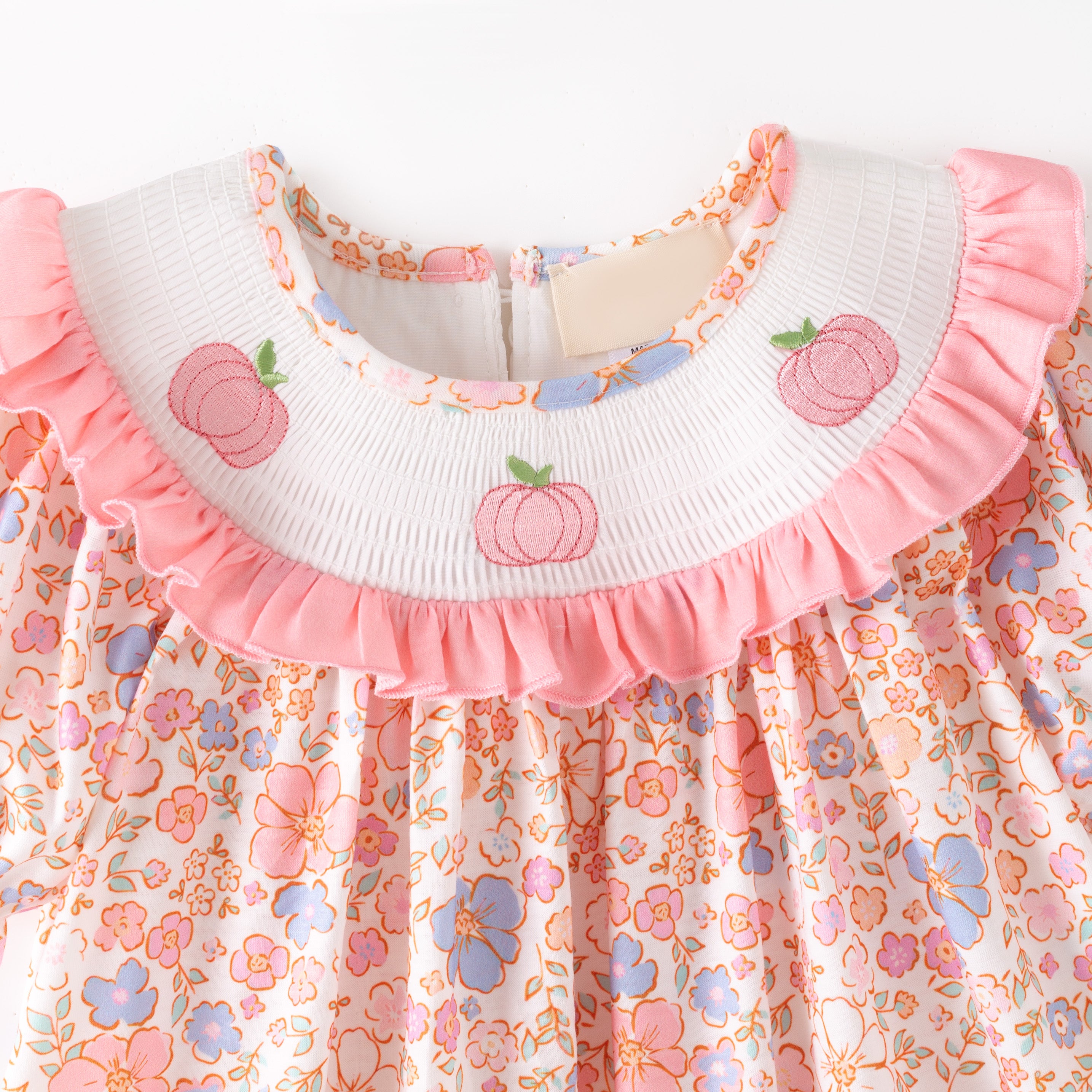 （Pre Order）Sisters Fall Pumpkin Embroidery Smocked Dress＆Romper