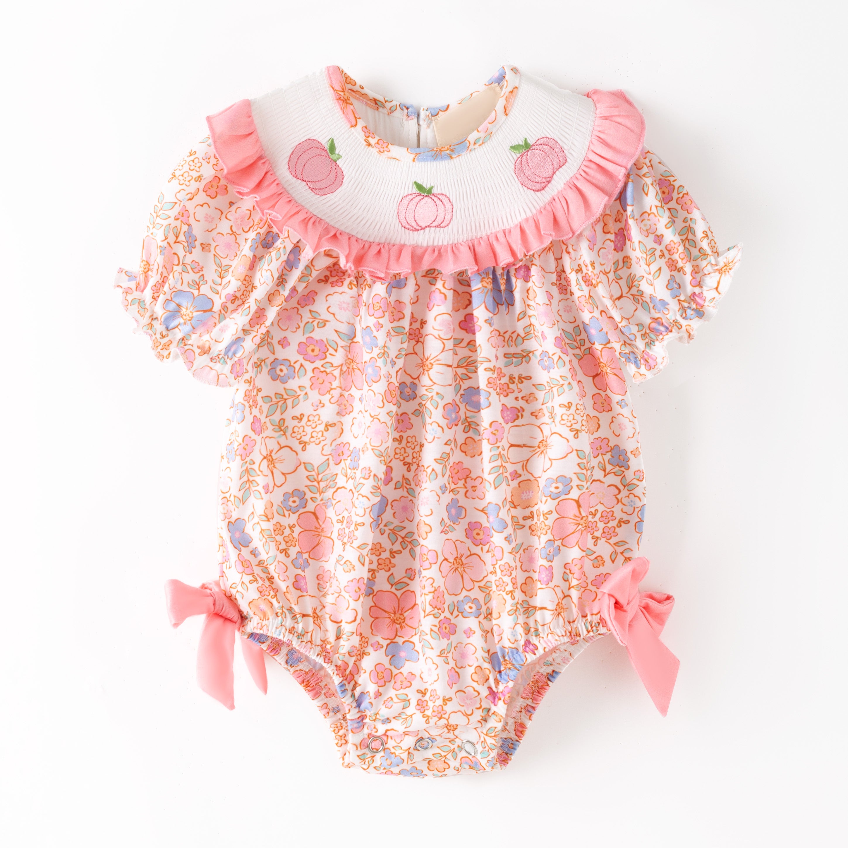 （Pre Order）Sisters Fall Pumpkin Embroidery Smocked Dress＆Romper