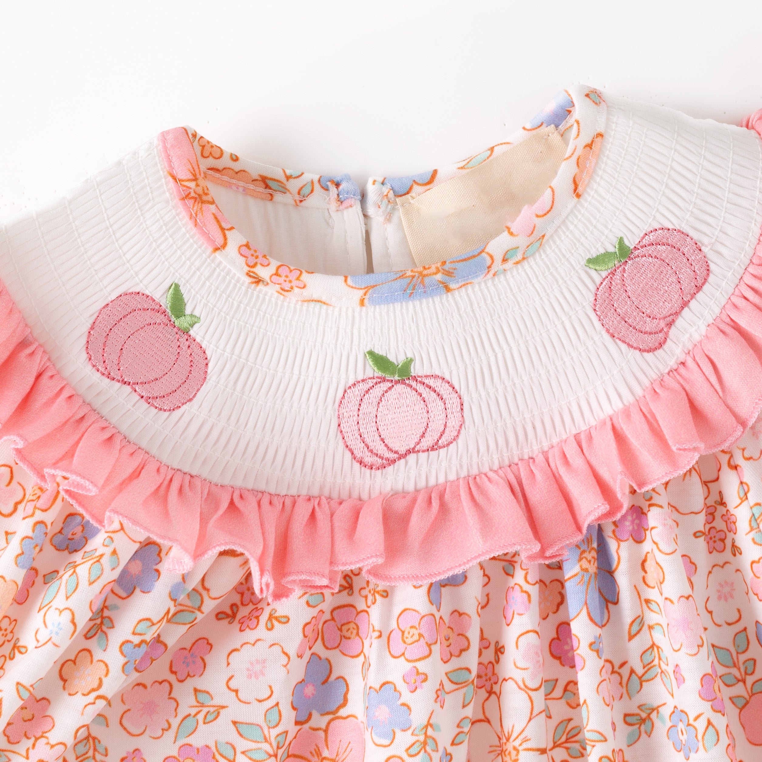 （Pre Order）Sisters Fall Pumpkin Embroidery Smocked Dress＆Romper