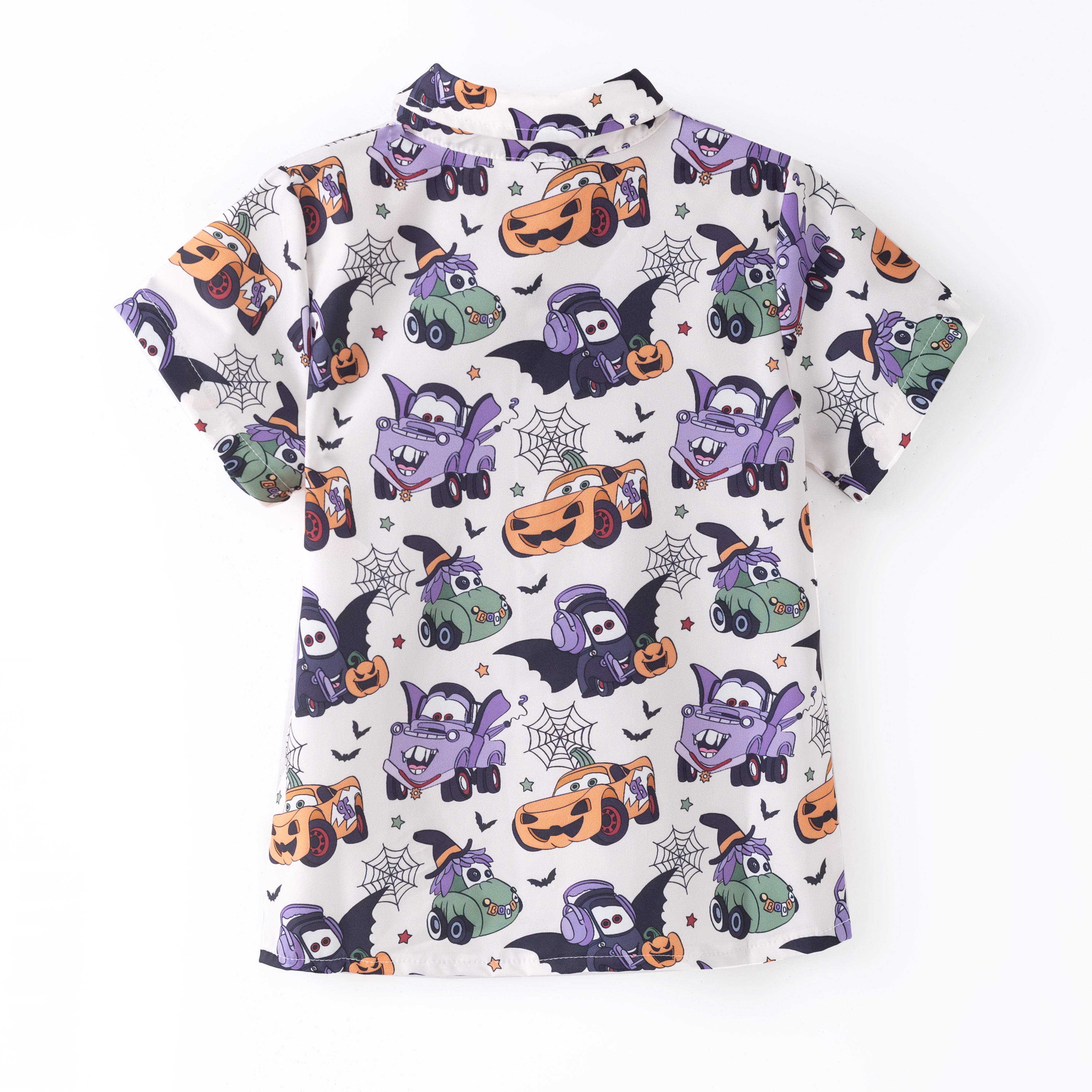 （Pre Order）Boys Halloween Pumpkin Print Four-way Stretch Shirt