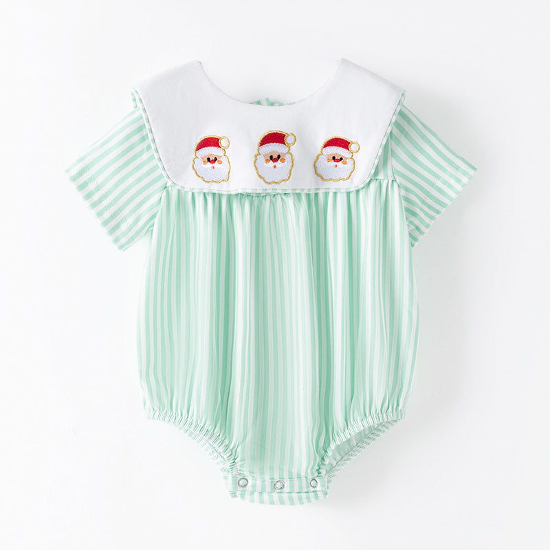 （In Stock）Toddler Boys Christmas Santa Claus Embroidery Romper