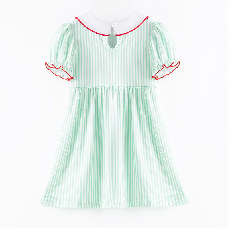 （In Stock）Girls Christmas Santa Claus Embroidery Smocked Dress