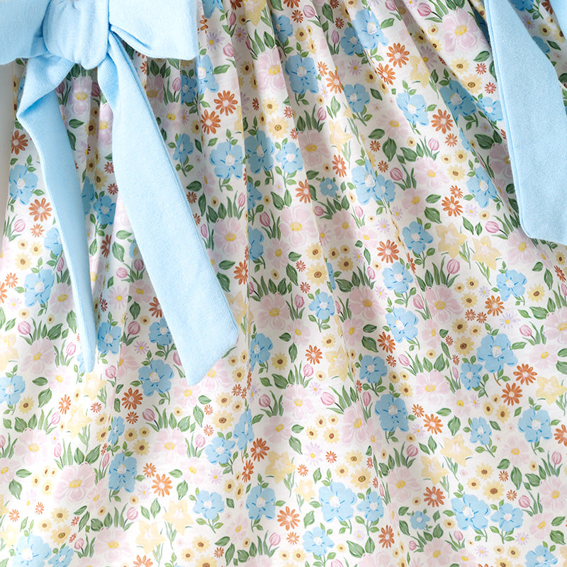 （In Stock）Girls Thanksgiving Turkey Embroidery Ruffle Dress