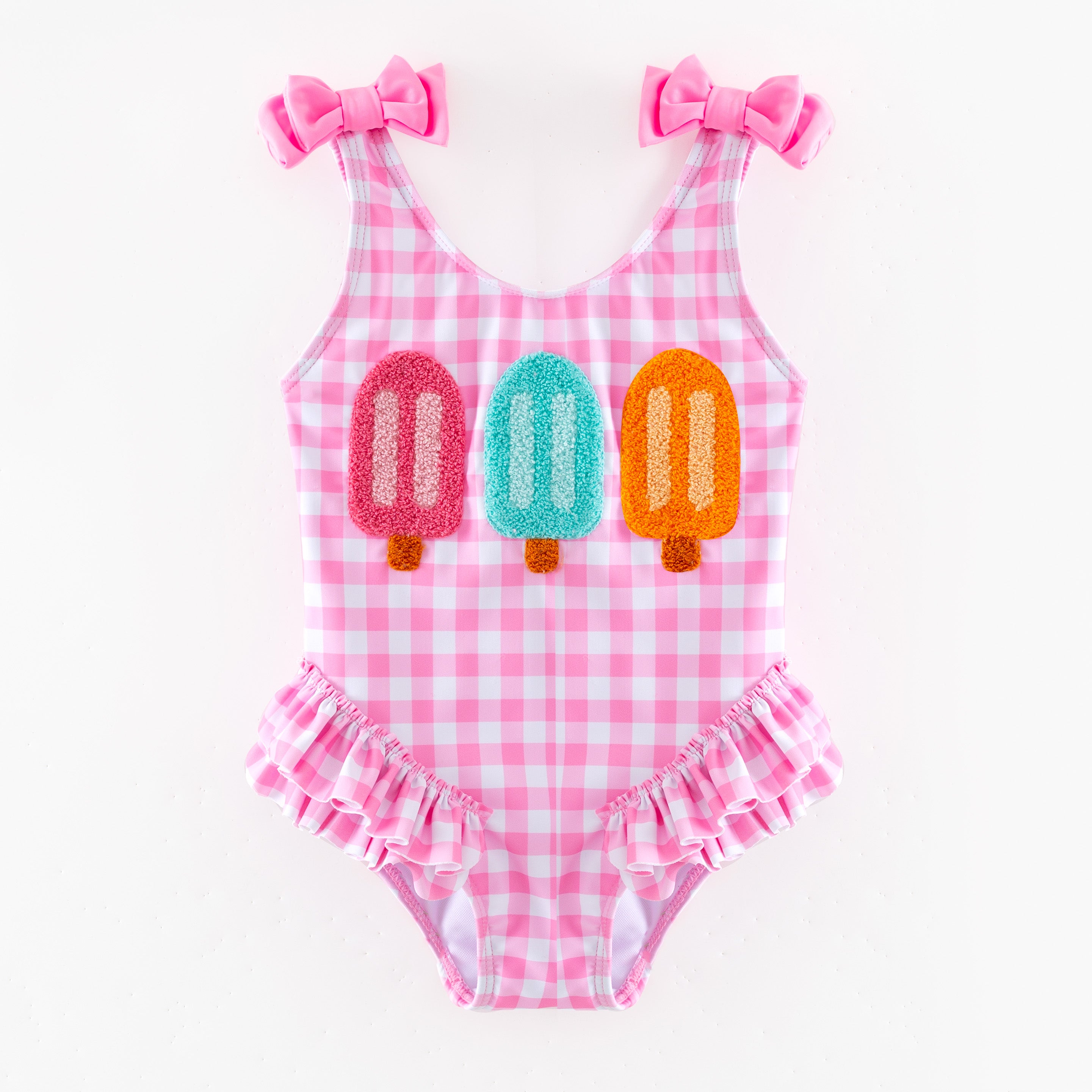 （In Stock）Girls Summer Popsicle Chenille Patches Swimsuit