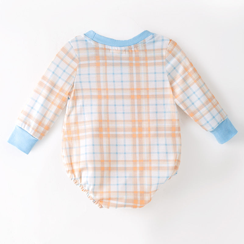 （In Stock）Toddler Boys Thanksgiving Turkey Embroidery Smocked Romper