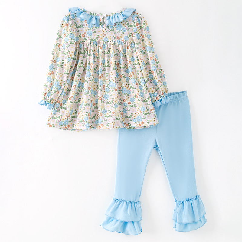 （In Stock）Girls Thanksgiving Turkey Embroidery Ruffle Outfit Set