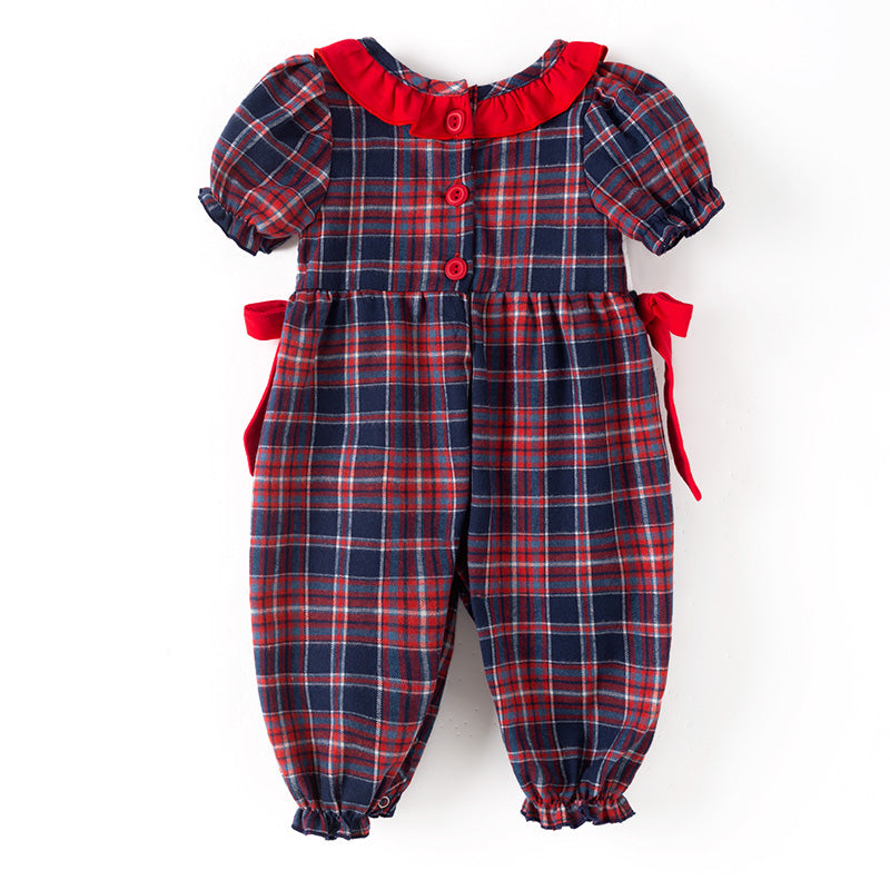 （In Stock）Toddler Girls Christmas Santa Claus Embroidery Smocked Romper