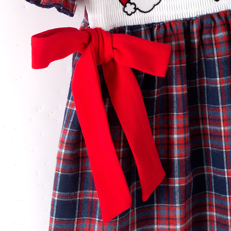（In Stock）Girls Christmas Santa Claus Embroidery Smocked Dress