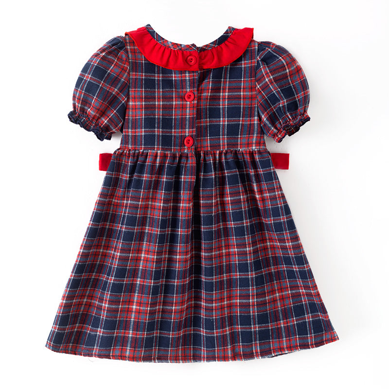 （In Stock）Girls Christmas Santa Claus Embroidery Smocked Dress