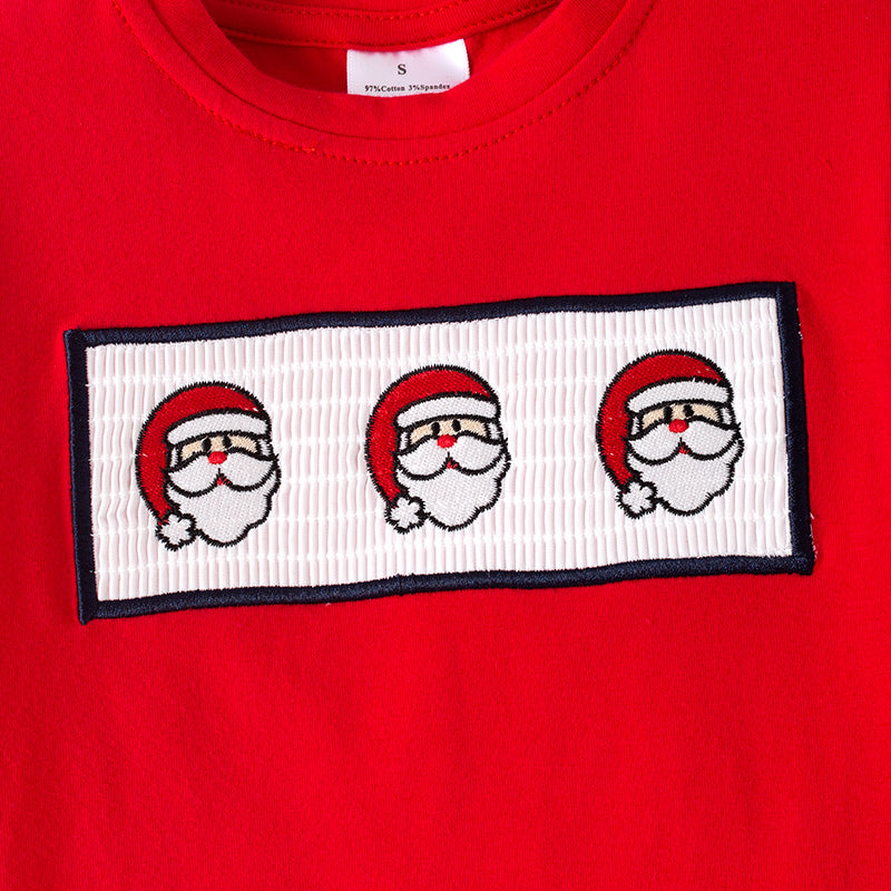 （In Stock）Boys Christmas Santa Claus Embroidery Smocked Outfit Set
