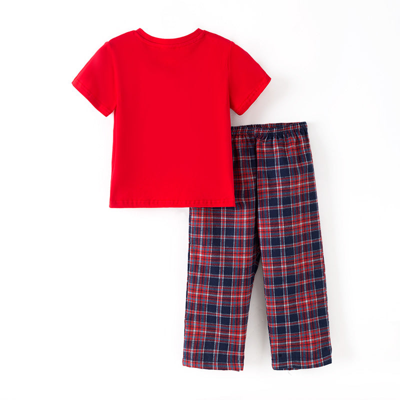 （In Stock）Boys Christmas Santa Claus Embroidery Smocked Outfit Set