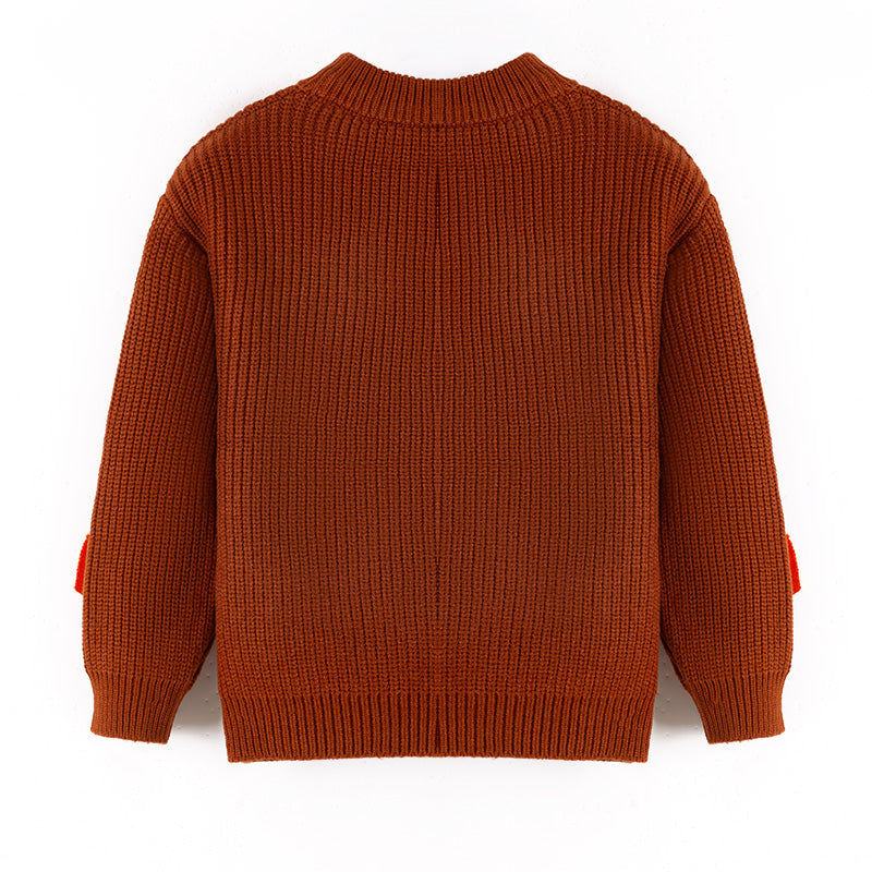 （In Stock）Girls Halloween&Thanksgiving Pumpkin Embroidery Bow Sweater