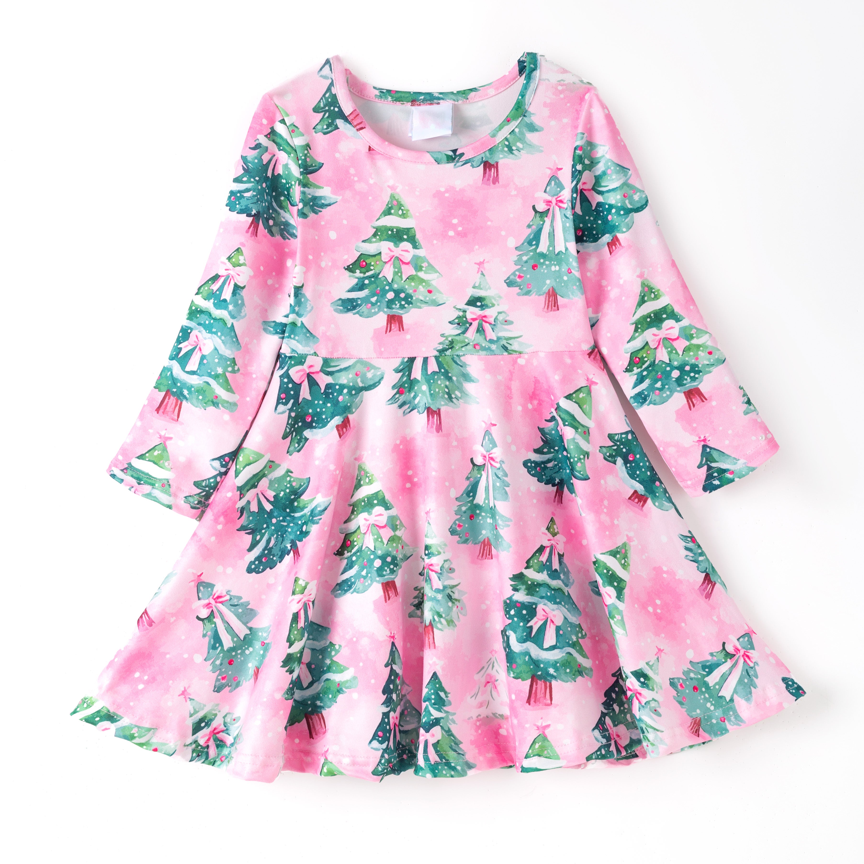 （Pre Order,Prepack Zone）Girls Christmas Tree Print Dress&Romper