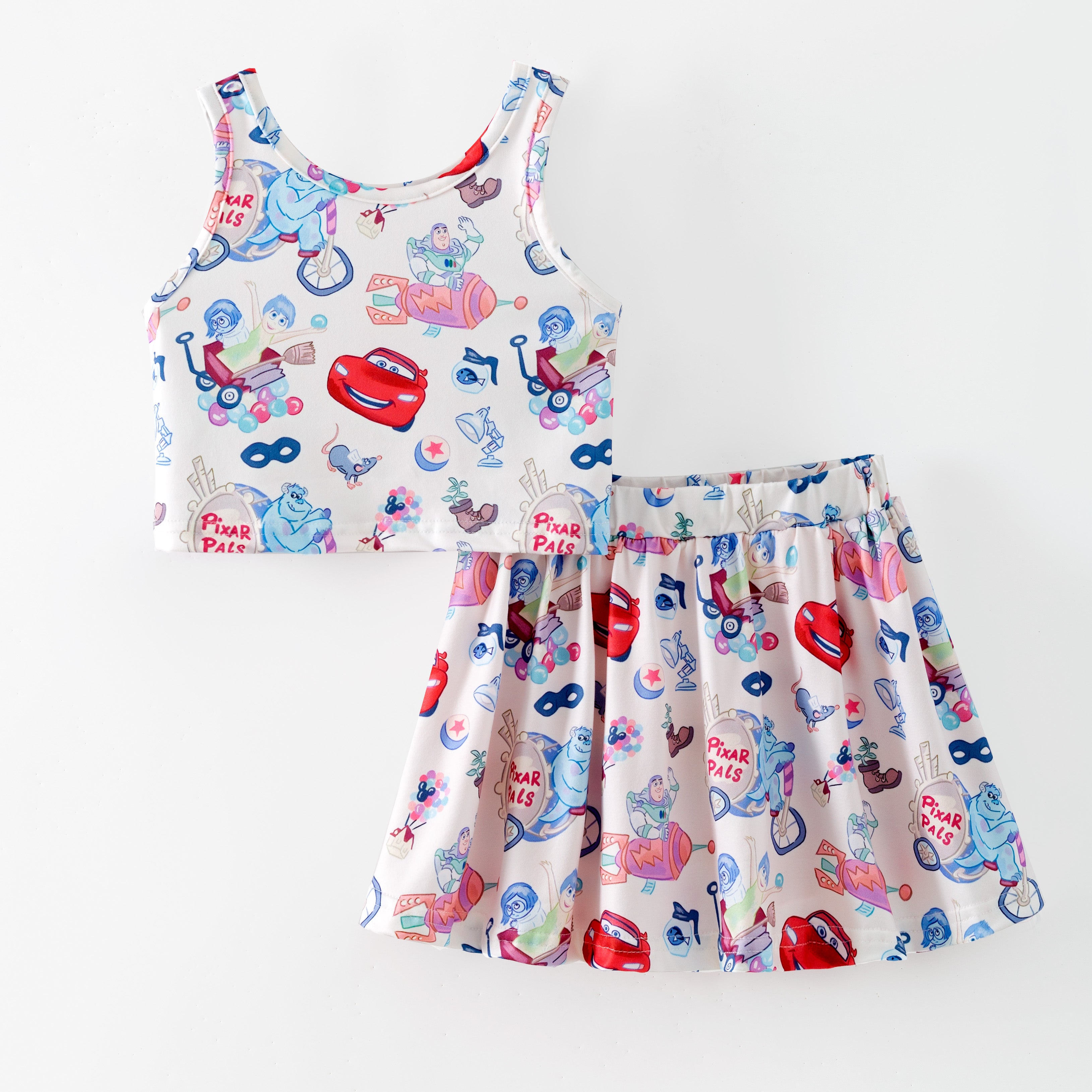（Pre Order,Prepack Zone）Girls Cartoon Print Short Top Skort Set（Mix Size）
