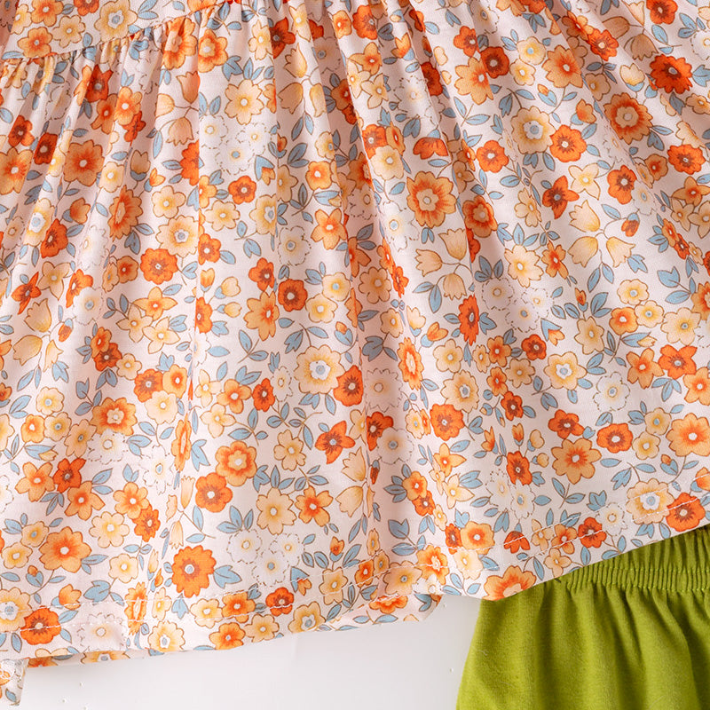 （In Stock）Toddler Girls Halloween&Thanksgiving Pumpkin Embroidery Bloomer Set