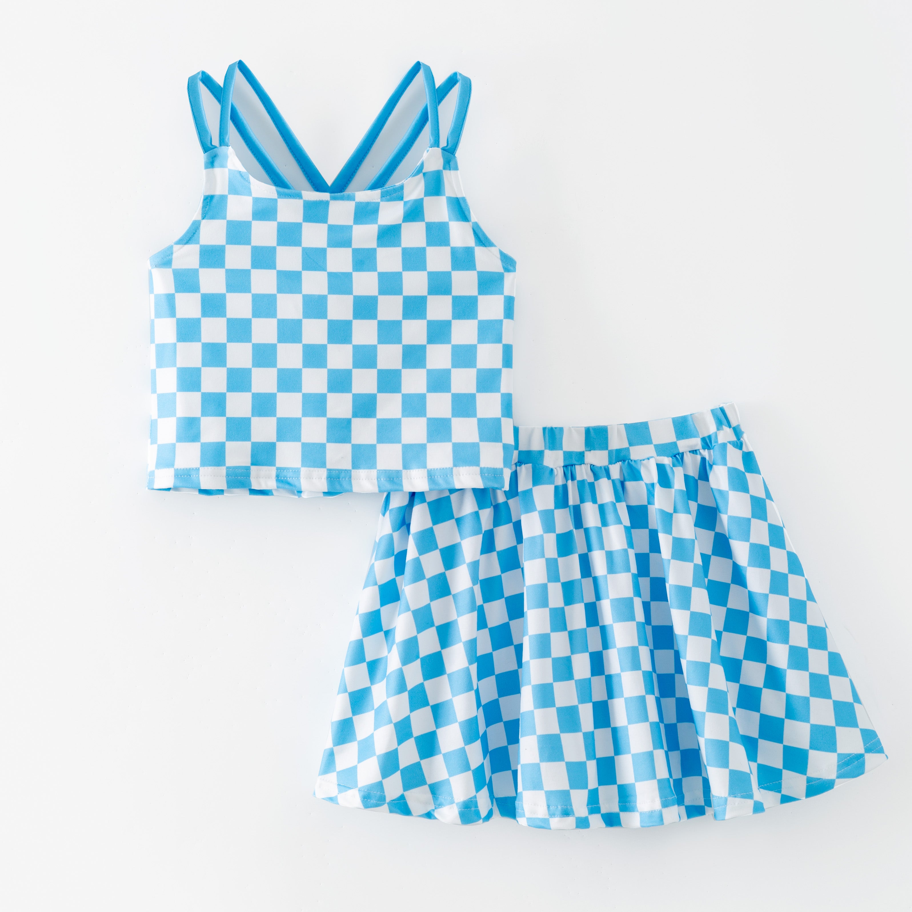 （Pre Order,Prepack Zone）Girls Spring&Summer Plaid Print Skort Set（Mix Size）