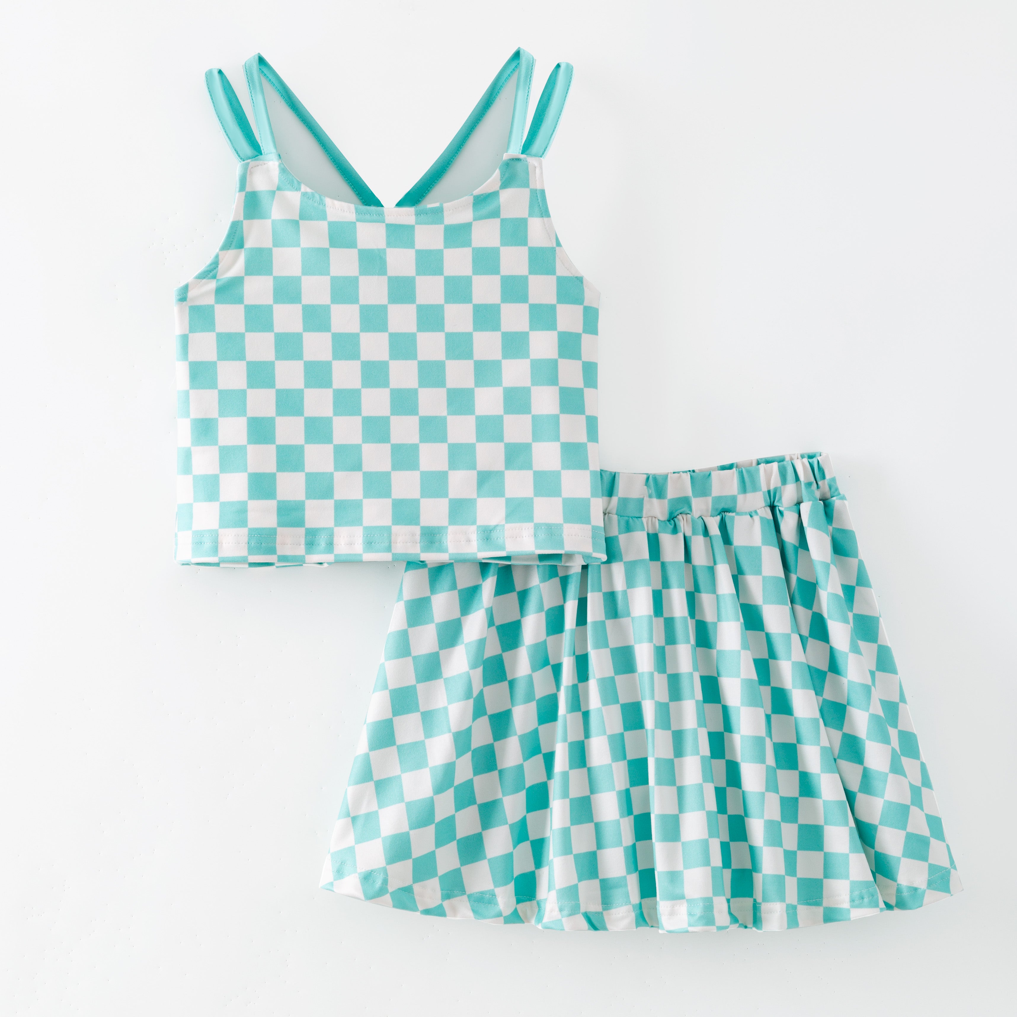 （Pre Order,Prepack Zone）Girls Spring&Summer Plaid Print Skort Set（Mix Size）